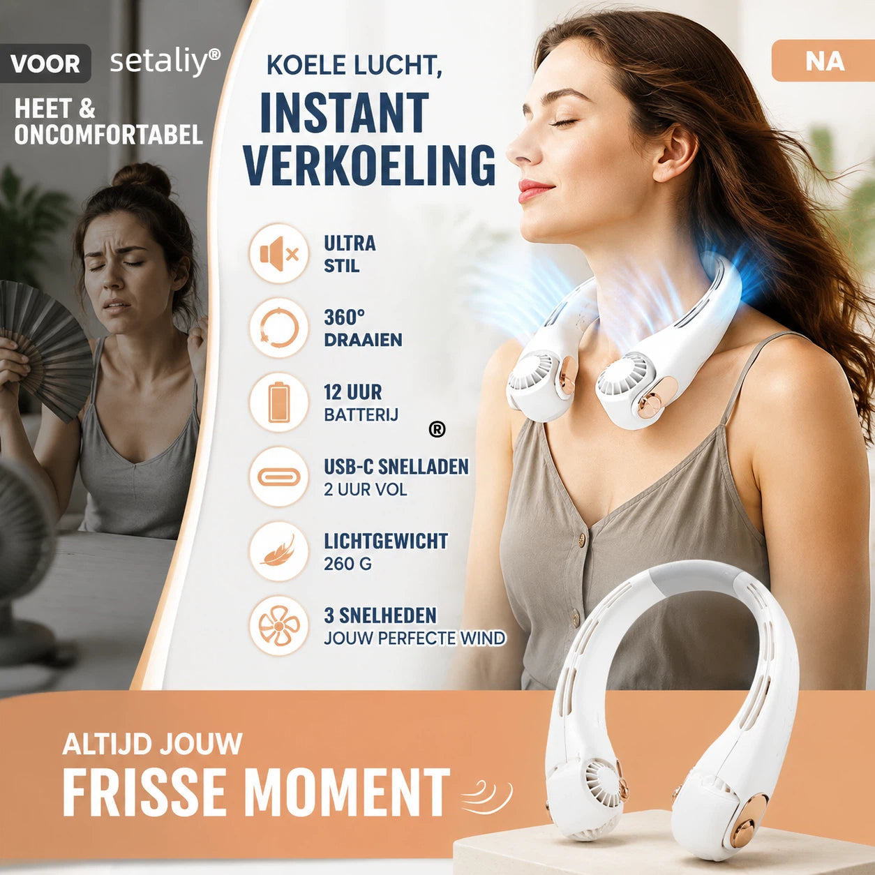 50% RABATT  🌬️☀️ Tragbarer Nackenventilator