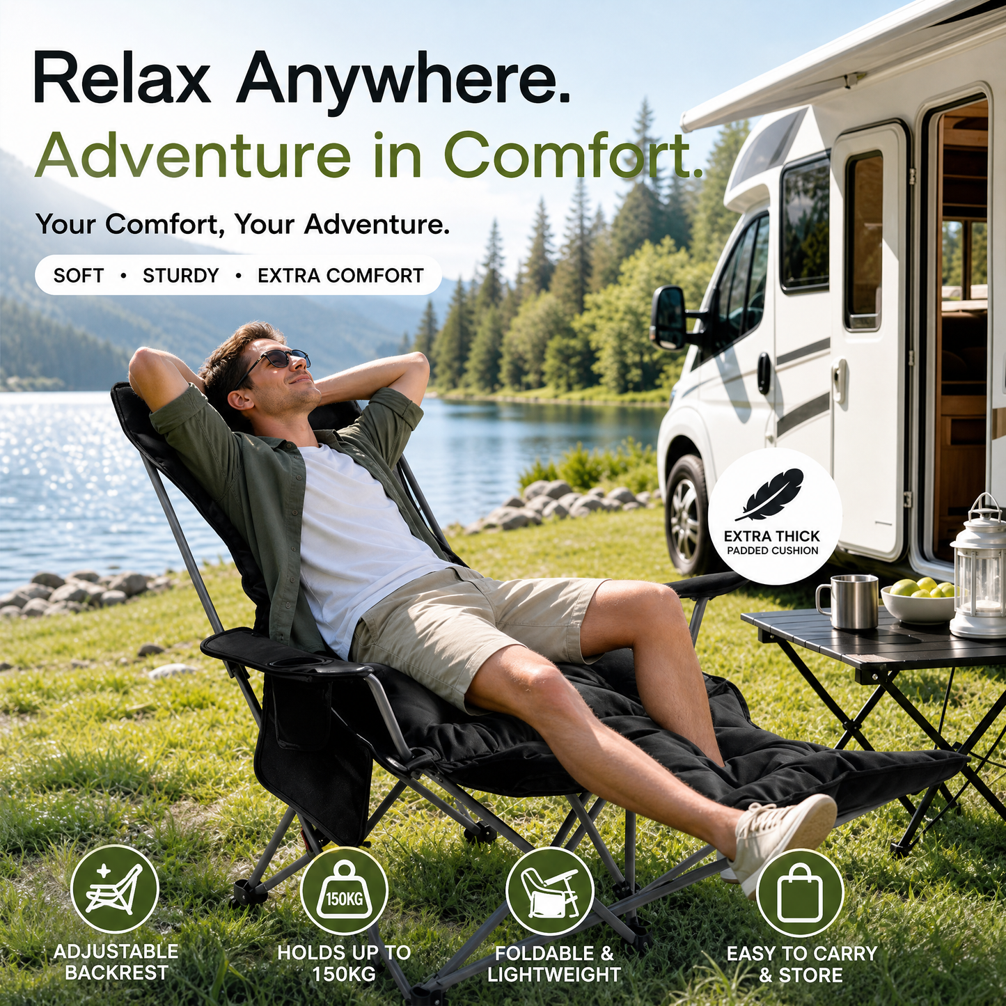 Verstellbarer Outdoor-Klappstuhl ☀️🏕️