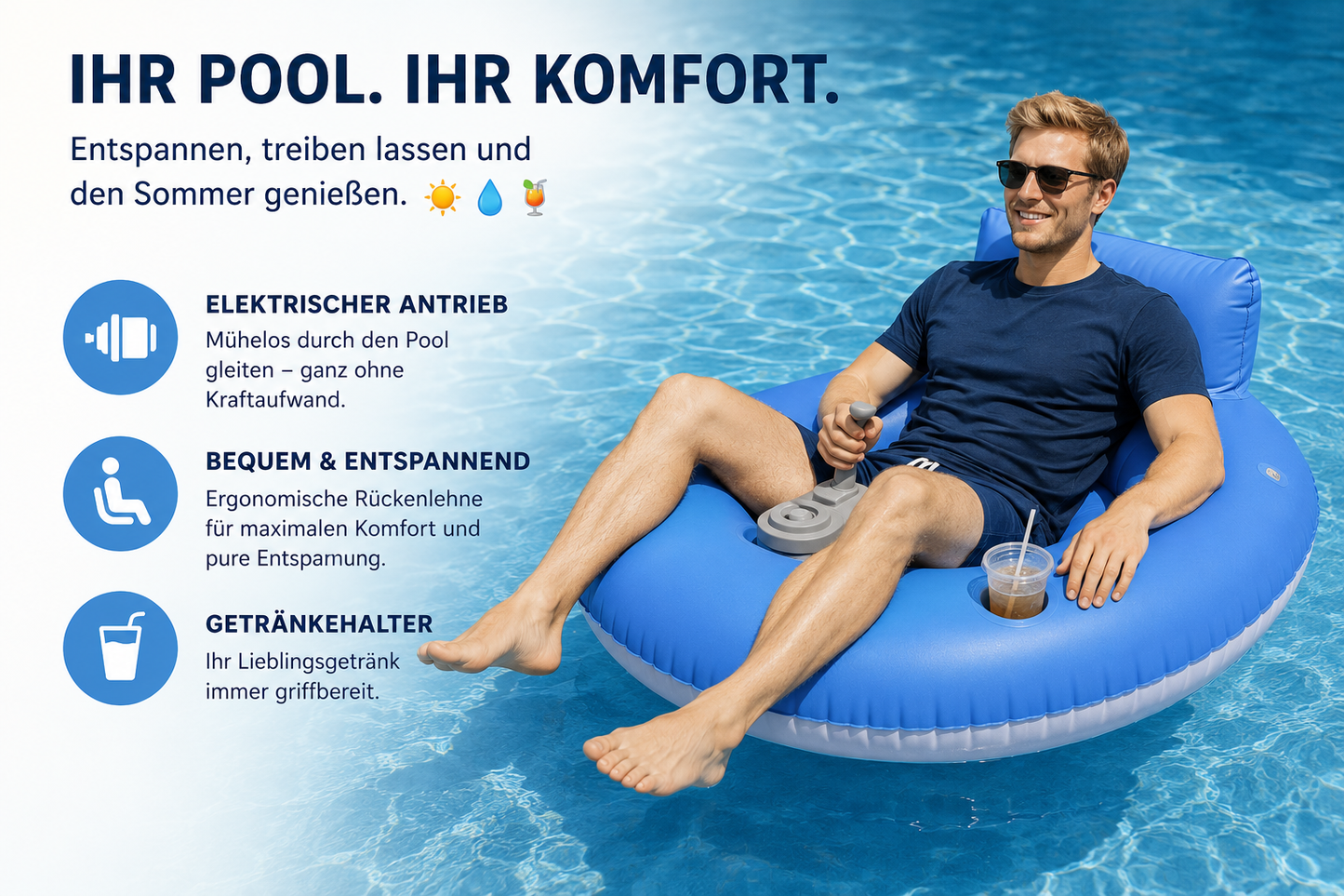 50% RABATT 💦🛟 Elektrischer Pool-Schwimmsessel
