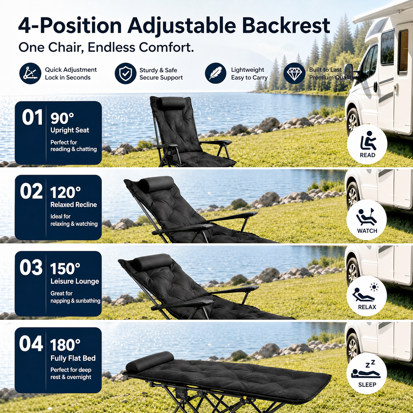 Verstellbarer Outdoor-Klappstuhl ☀️🏕️
