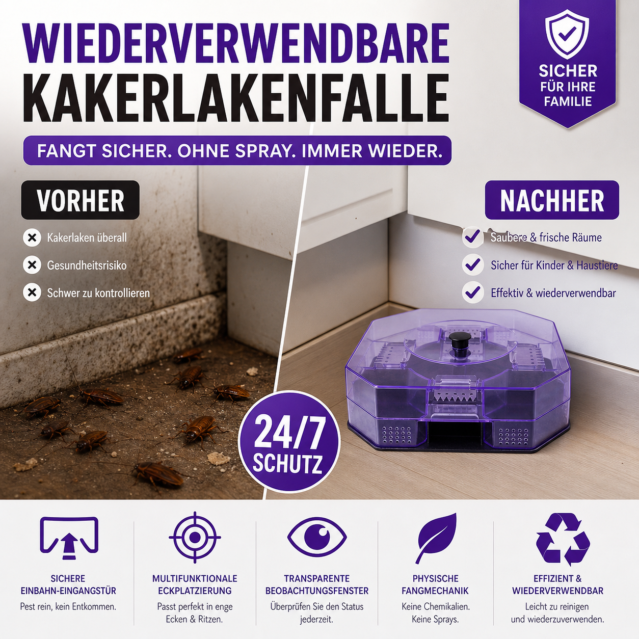 Wiederverwendbare Kakerlakenfalle ✨