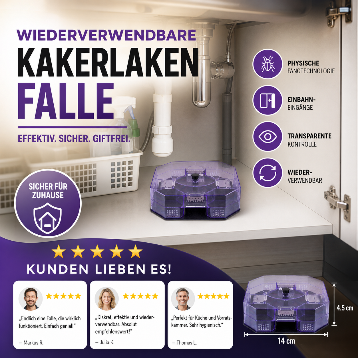 Wiederverwendbare Kakerlakenfalle ✨