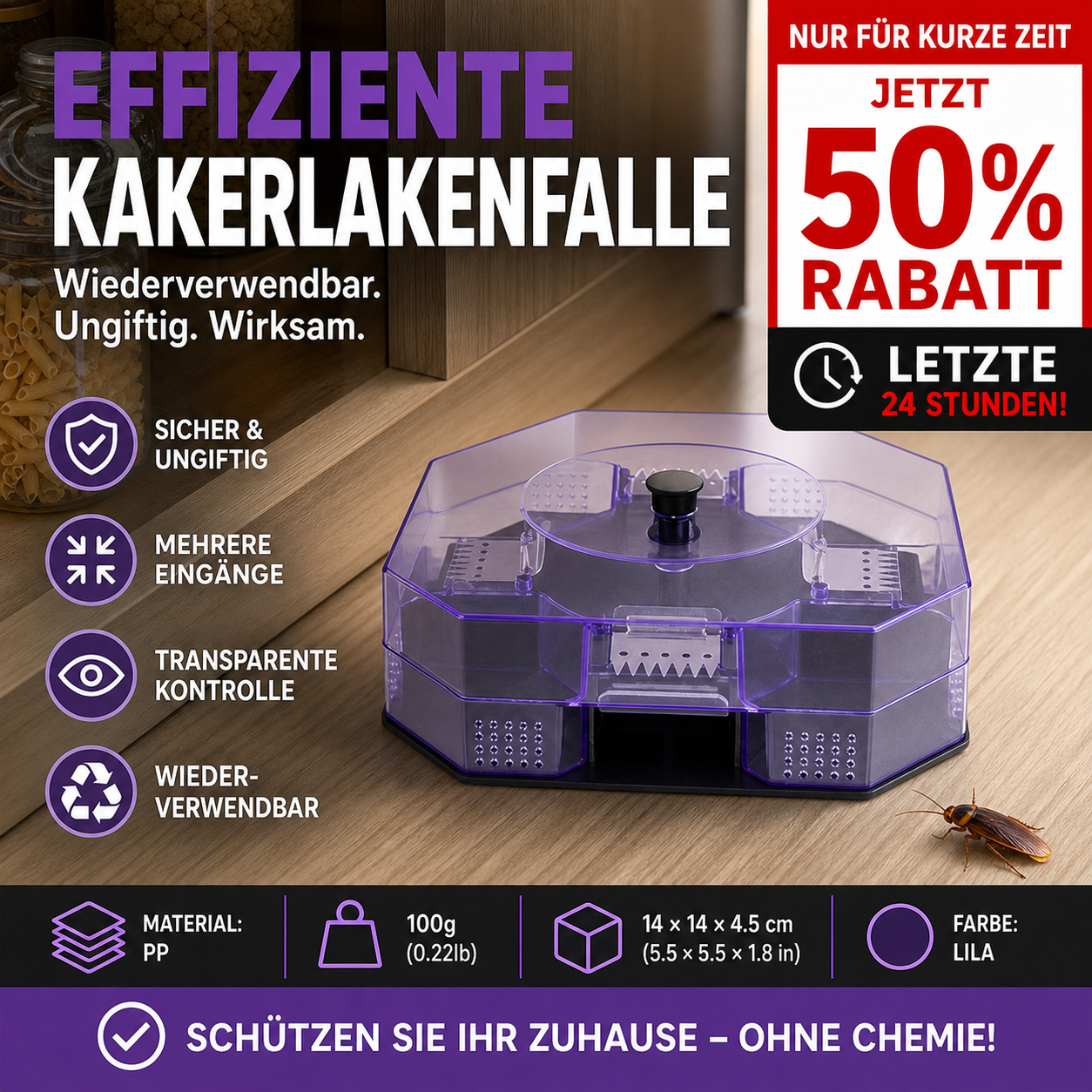 Wiederverwendbare Kakerlakenfalle ✨